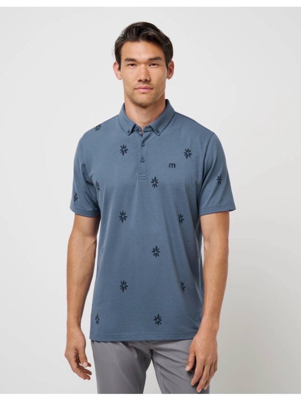 NWT Travis Mathew Rome Around Golf Polo Shirt Bering Sea Blue Floral Mens XXL